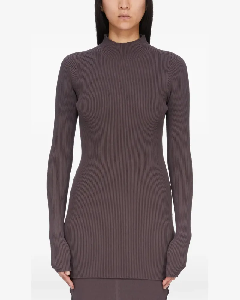 Rick Owens Gerippter Pullover mit Stehkragen - Braun Braun