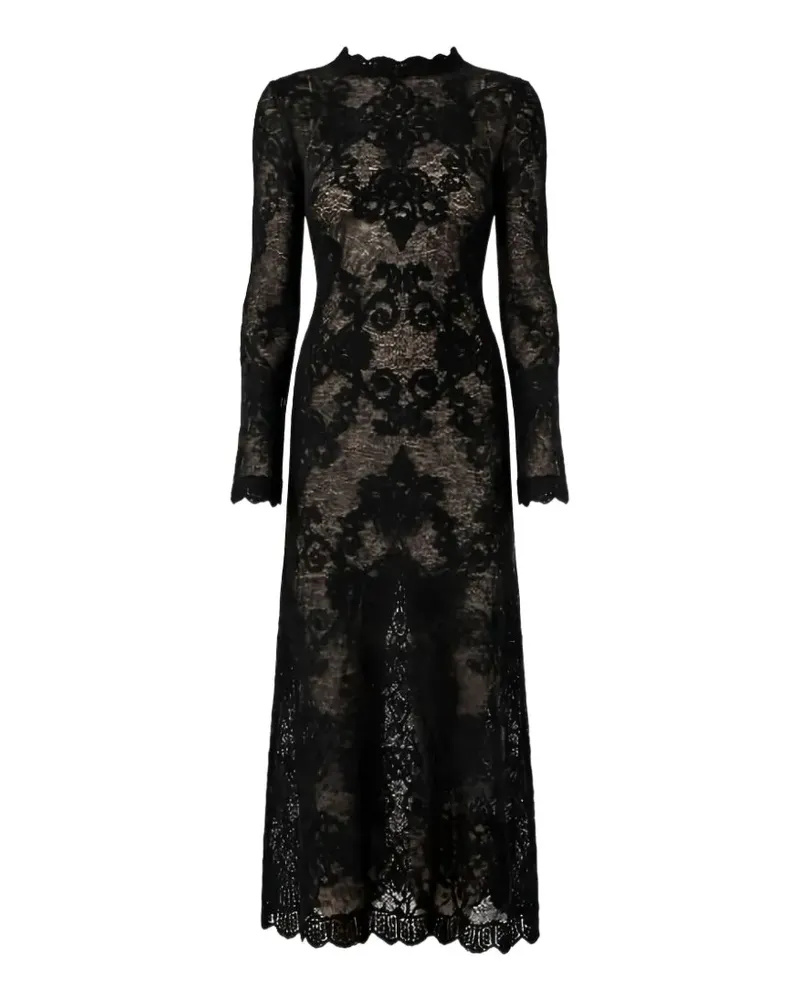 Twin-Set long jacquard alpaca blend knit dress - Schwarz Schwarz