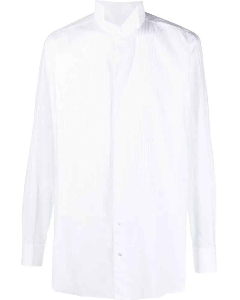 Brioni Gestreiftes Hemd - Weiß Weiß