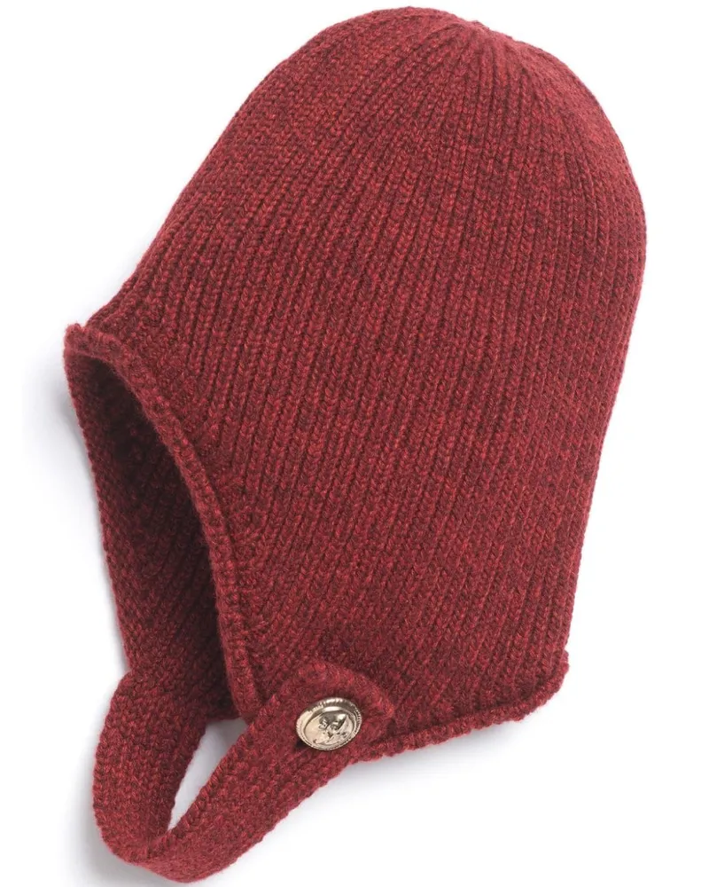 Barrie Gerippte Beanie mit Riemen-Detail - Rot Rot