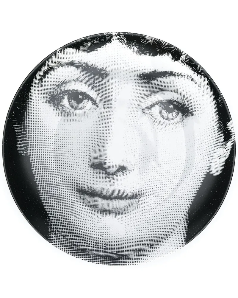 Fornasetti Wandteller mit Print Weiß