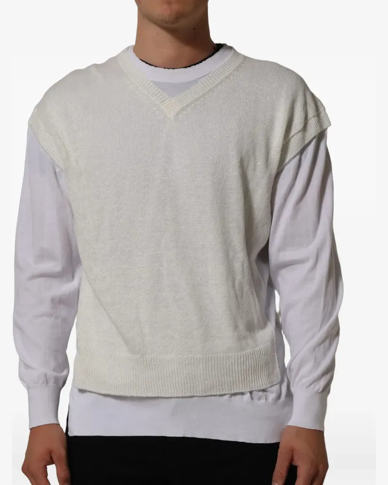 Dolce & Gabbana layered-design V-neck sweater - Weiß Weiß
