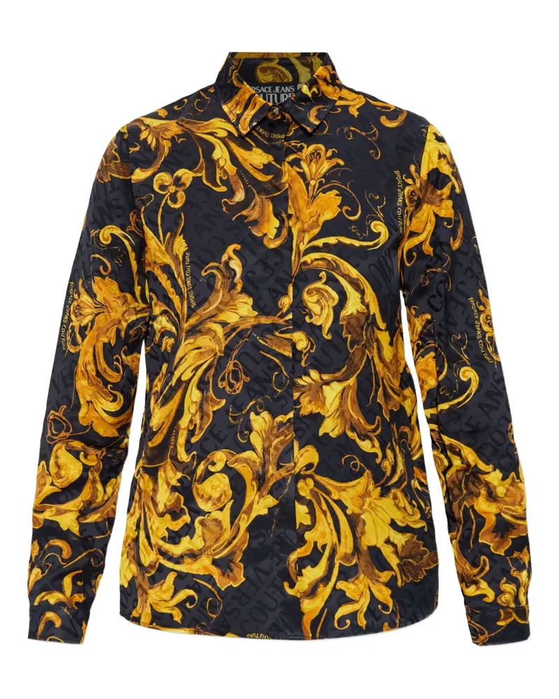 Versace Jeans Hemd mit barockem Print - Schwarz Schwarz