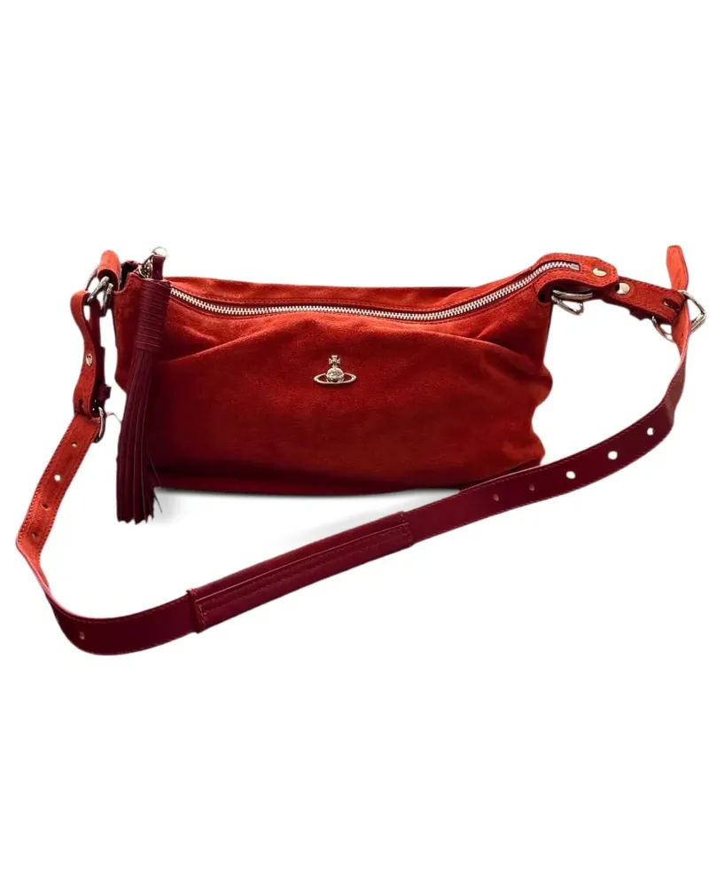 Vivienne Westwood Emma Orb plaque suede shoulder bag - Rot Rot