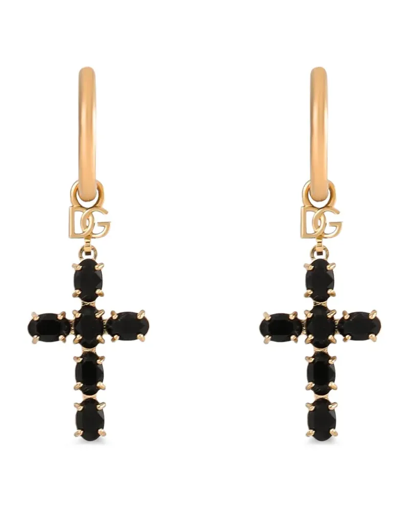 Dolce & Gabbana Creole earrings with crystal cross - Gold Gold