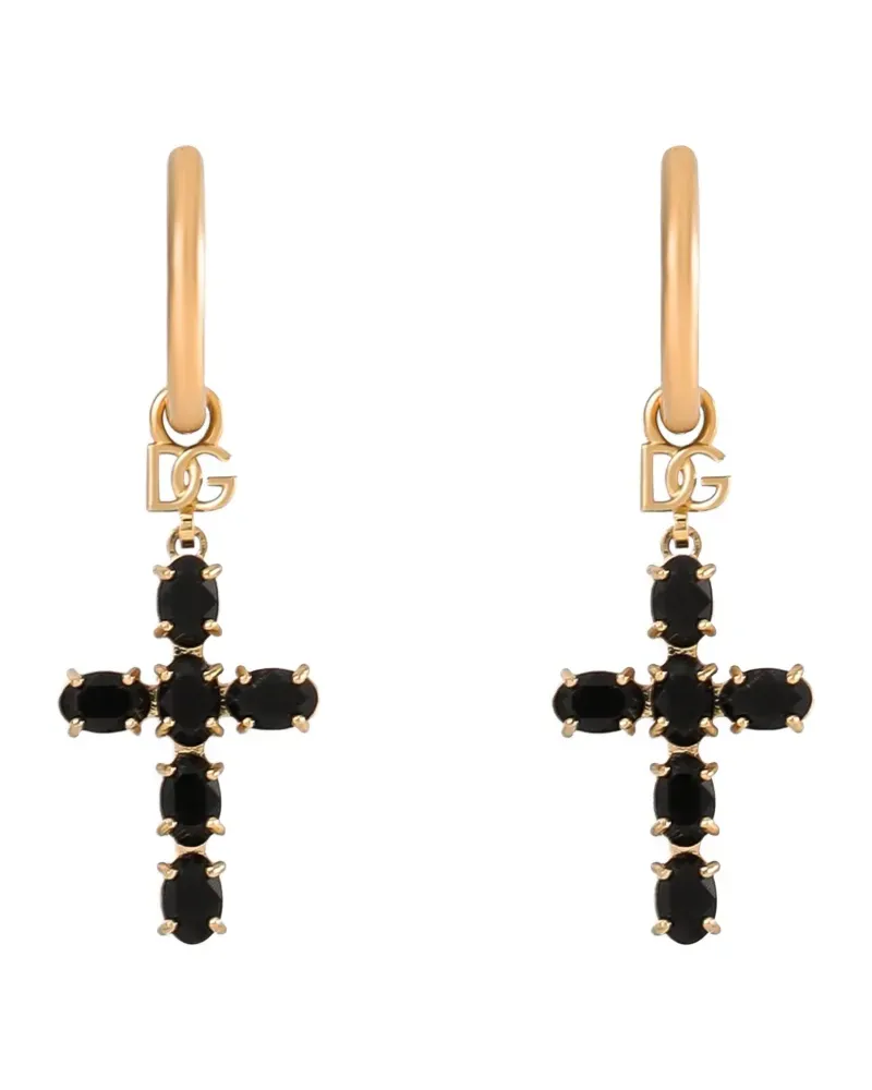 Dolce & Gabbana Creole earrings with crystal cross - Gold Gold