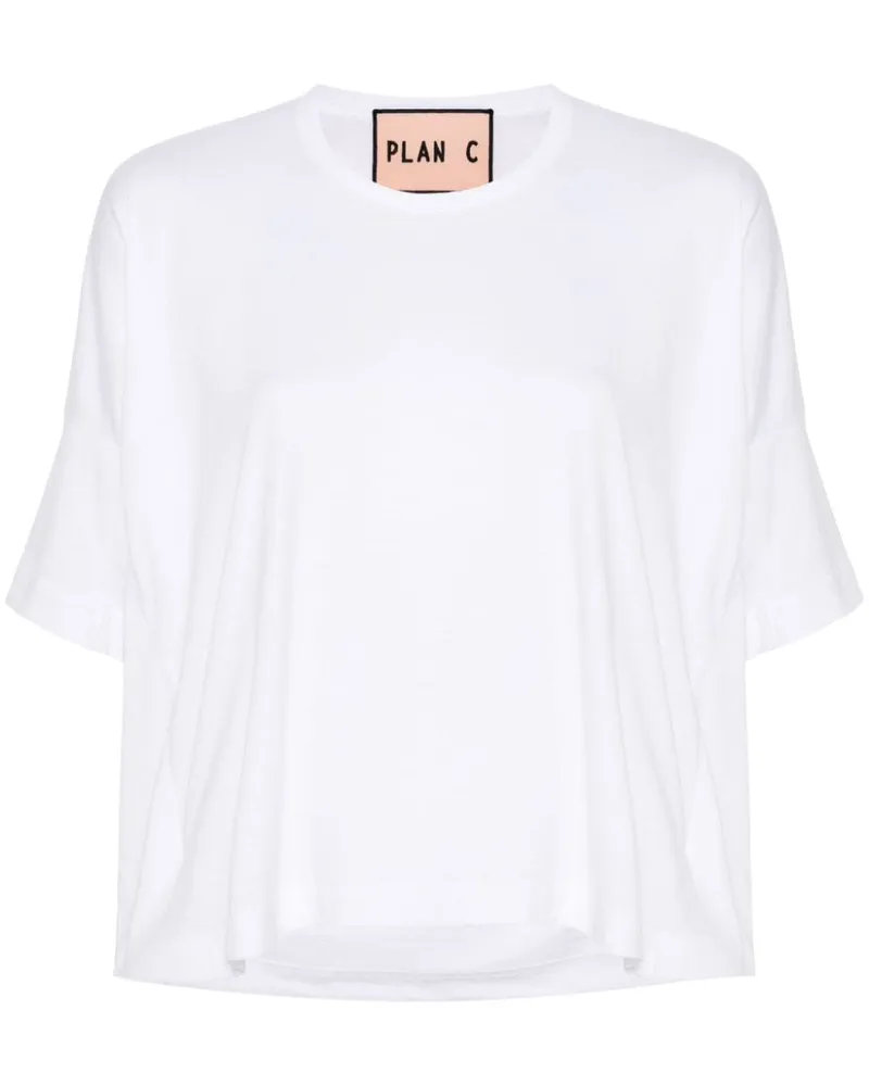 PLAN C Drapiertes T-Shirt - Weiß Weiß