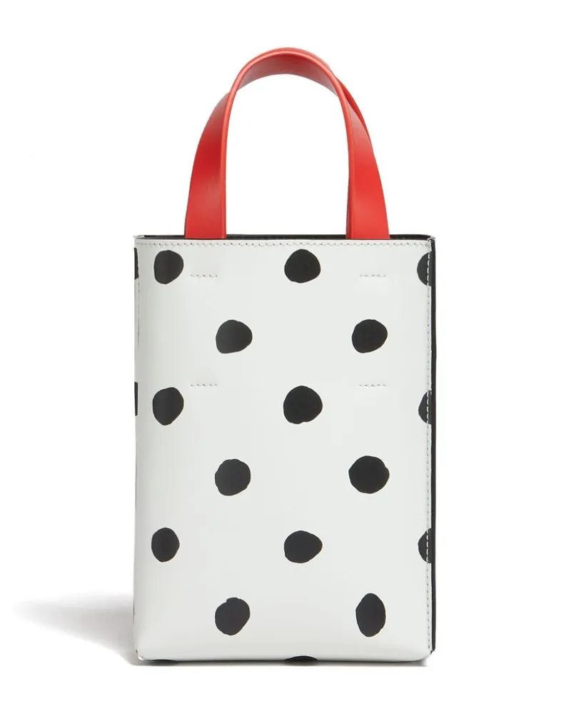 Marni Nano Museo Handtasche mit Polka Dots - Weiß Weiß