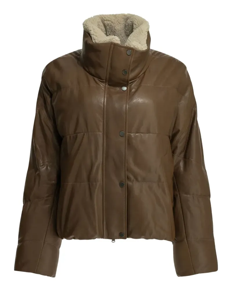 Brunello Cucinelli quilted shearling-trim coat - Braun Braun