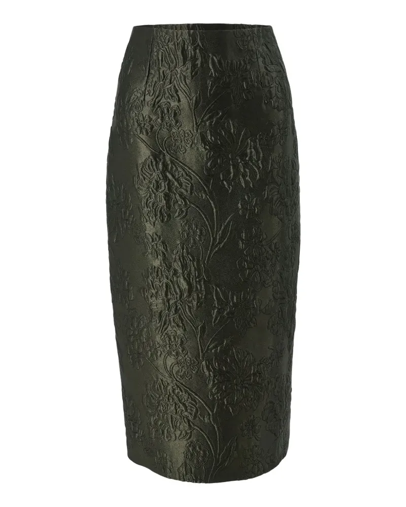 Carolina Herrera New York floral-jacquard cloque midi skirt - Grün Grün