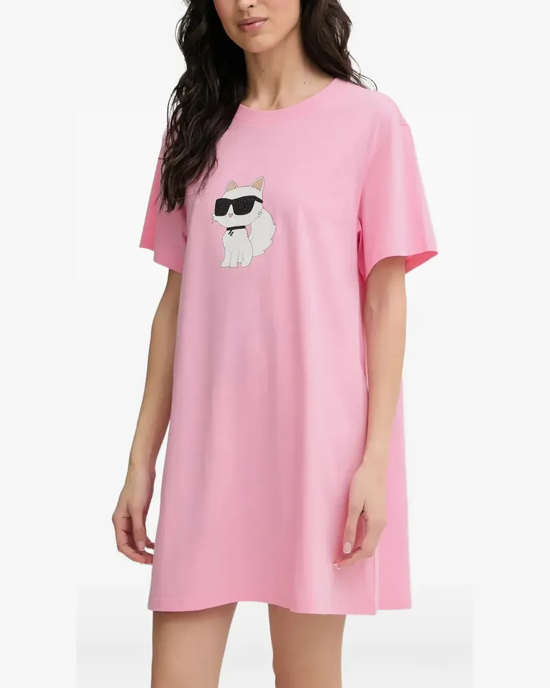 Karl Lagerfeld Choupette-motif crystal-embellished nightdress - Rosa Rosa
