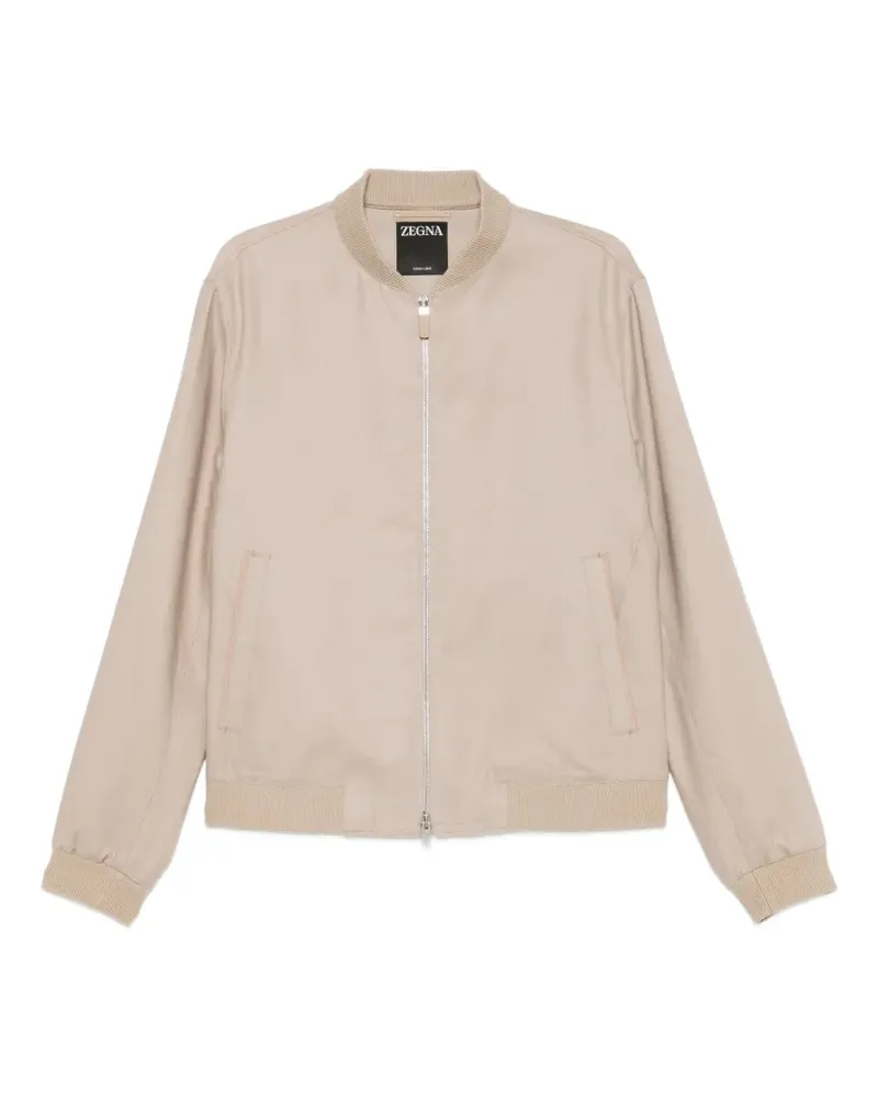 Ermenegildo Zegna zip-up bomber jacket - Nude Nude