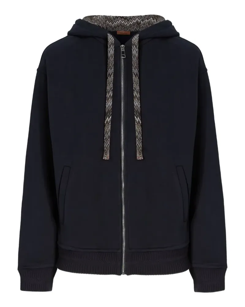 Missoni zigzag-trim zip-up hoodie - Blau Blau