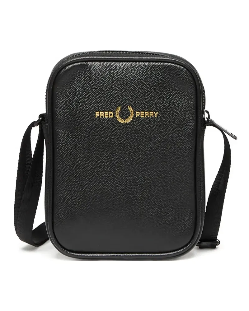 Fred Perry scotchgrain leather side bag - Schwarz Schwarz