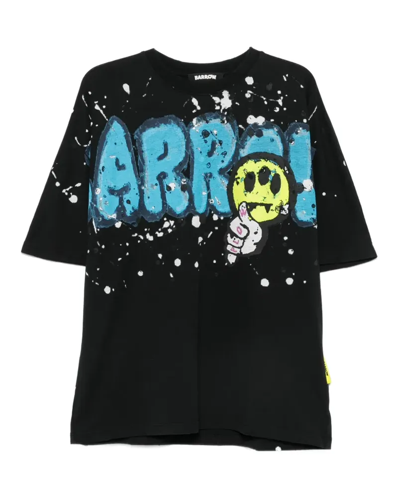 BARROW Farbklecks-T-Shirt mit grafischem Print - Schwarz Schwarz