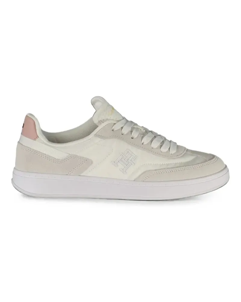 Tommy Hilfiger suede-panelled logo-embroidered sneakers - Weiß Weiß