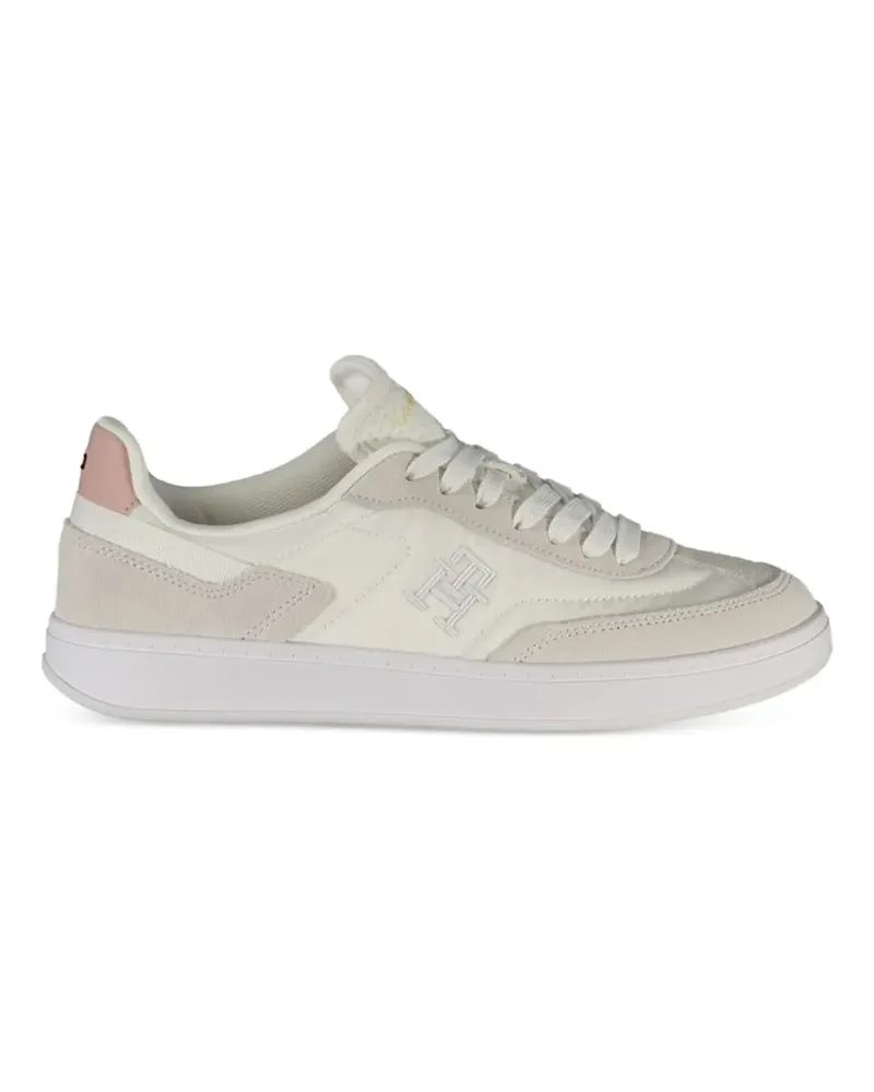 Tommy Hilfiger suede-panelled logo-embroidered sneakers - Weiß Weiß