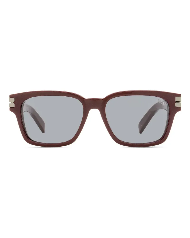 Ermenegildo Zegna Sonnenbrille mit eckigem Gestell - Braun Braun