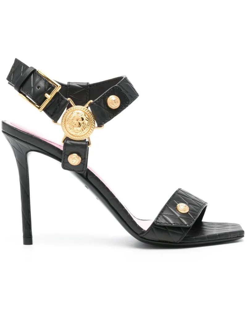 Balmain Sandalen aus Leder 100mm - Schwarz Schwarz