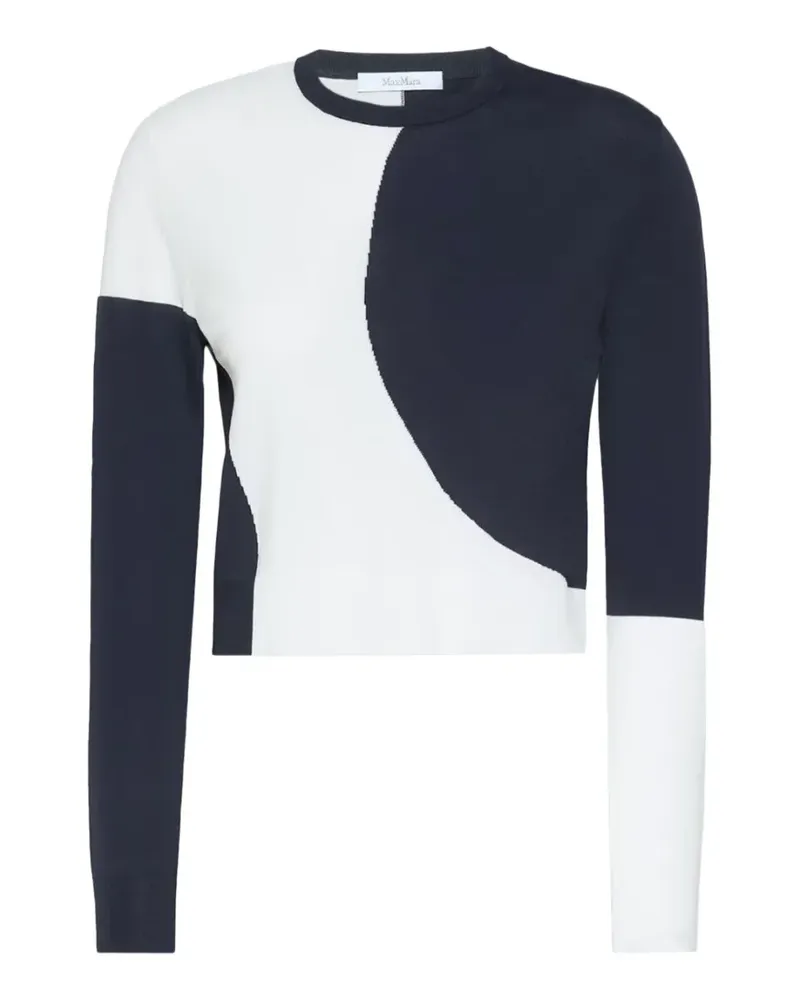 Max Mara Pullover in Colour-Block-Optik - Weiß Weiß