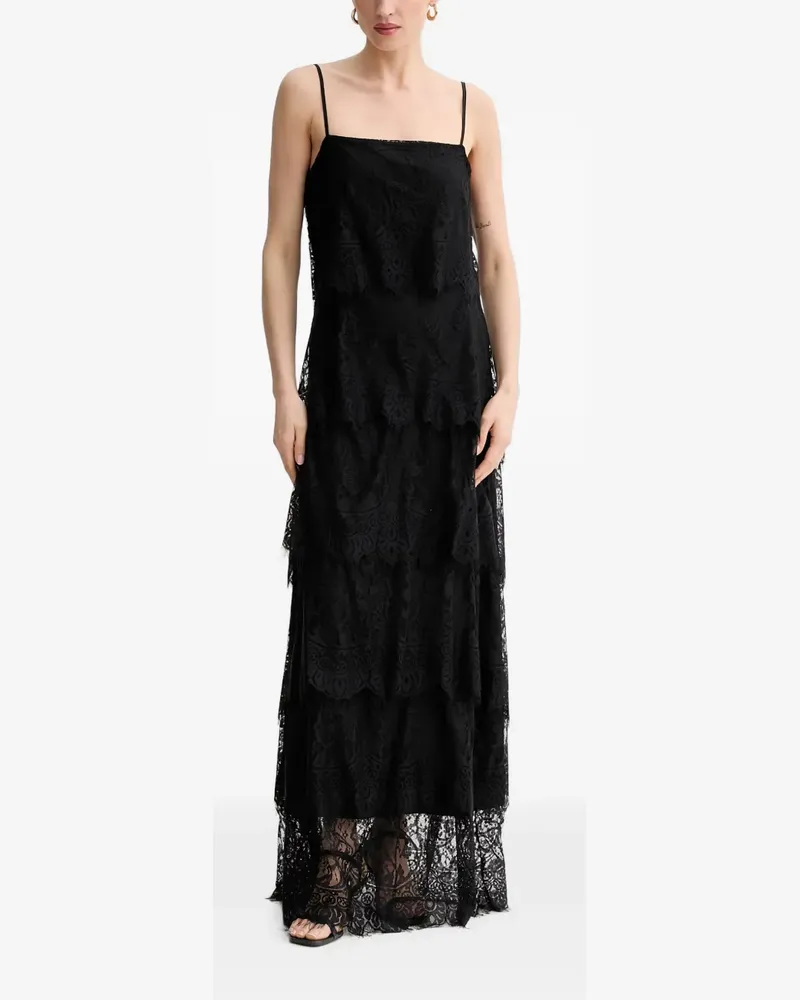 Aniye By Silva tiered lace-overlay maxi dress - Schwarz Schwarz