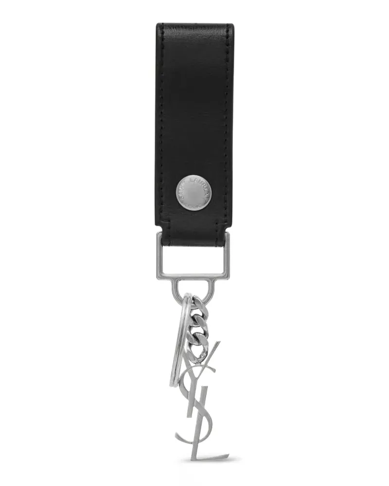 Saint Laurent Cassandre key ring in smooth leather - Schwarz Schwarz