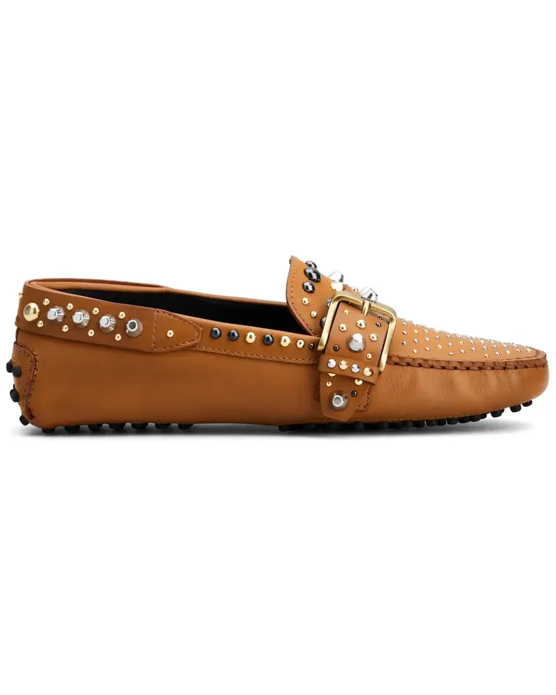 TOD'S Gommino studded-buckle loafers - Braun Braun