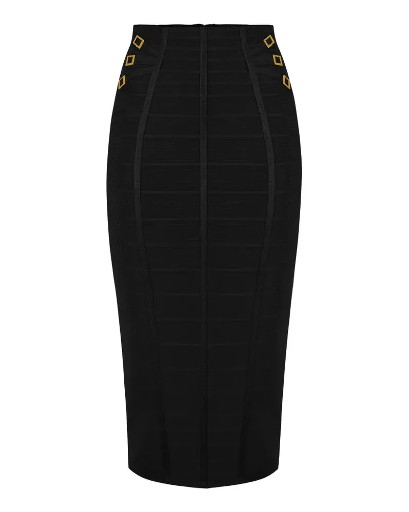 Elisabetta Franchi 3D knit ring-detail midi skirt - Schwarz Schwarz