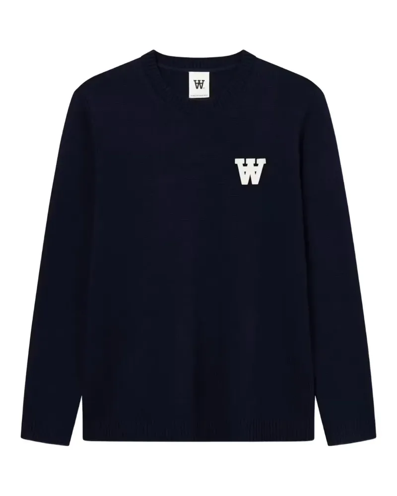 Wood Wood WWTay Pullover mit Rundhalsausschnitt und Logo-Patch - Blau Blau