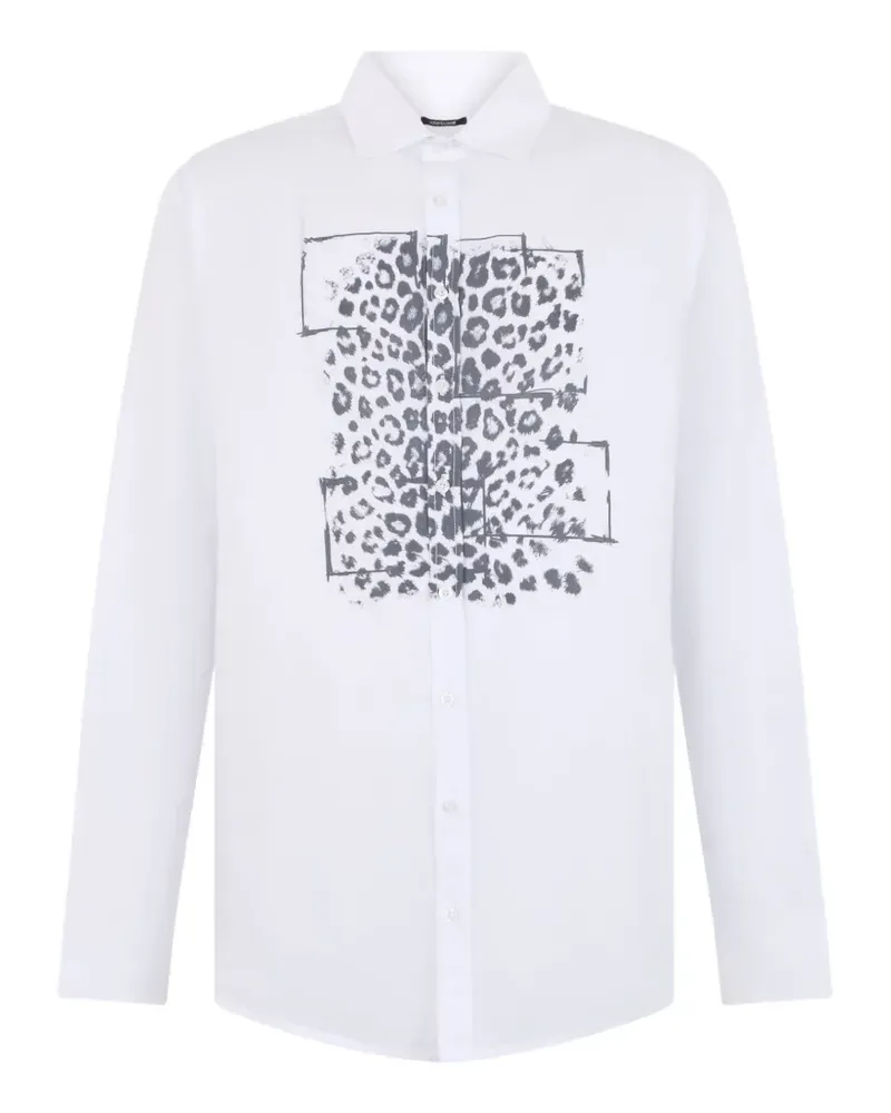 Roberto Cavalli leopard-print cotton shirt - Weiß Weiß