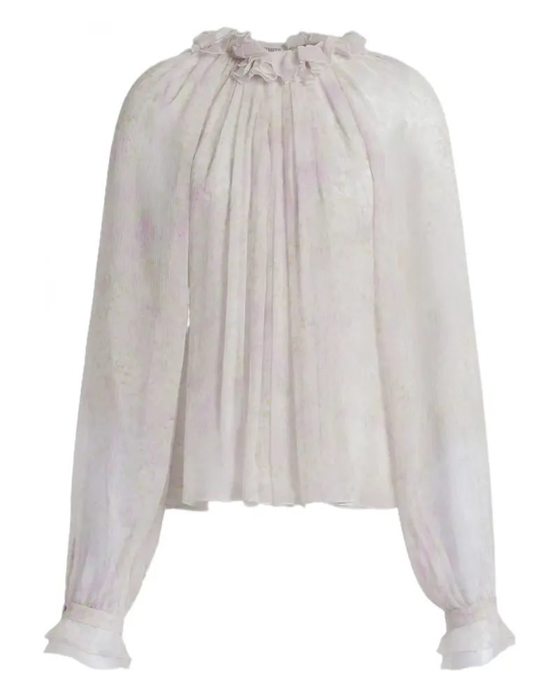 Alberta Ferretti Gerüschtes Oberteil mit Blumenmuster - Nude Nude