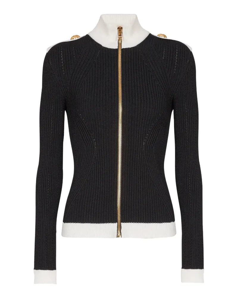 Balmain Gerippter Cardigan - Schwarz Schwarz
