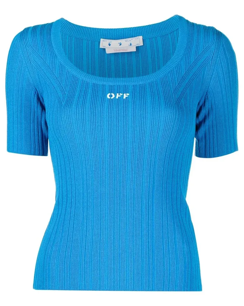 OFF-WHITE Strickoberteil mit Logo-Print - Blau Blau
