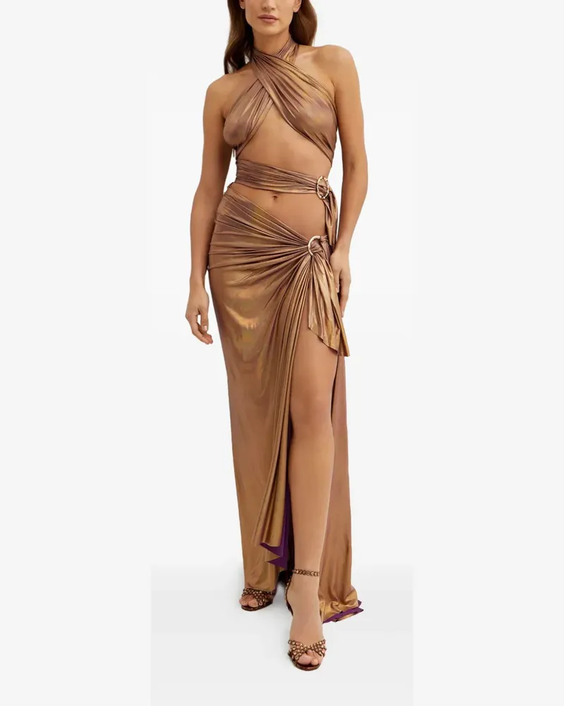 BRONX AND BANCO Cleopatra criss-cross ring-detailed maxi dress - Braun Braun