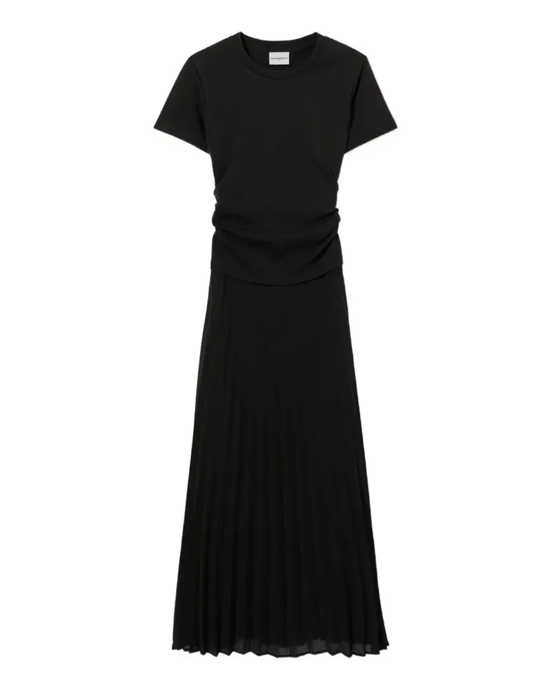 Claudie Pierlot pleated bi-material midi dress - Schwarz Schwarz