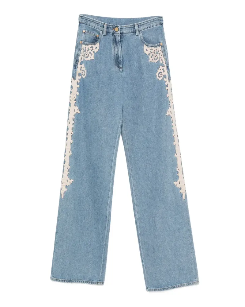 forte_forte Jeans mit Spitzenapplikation - Blau Blau