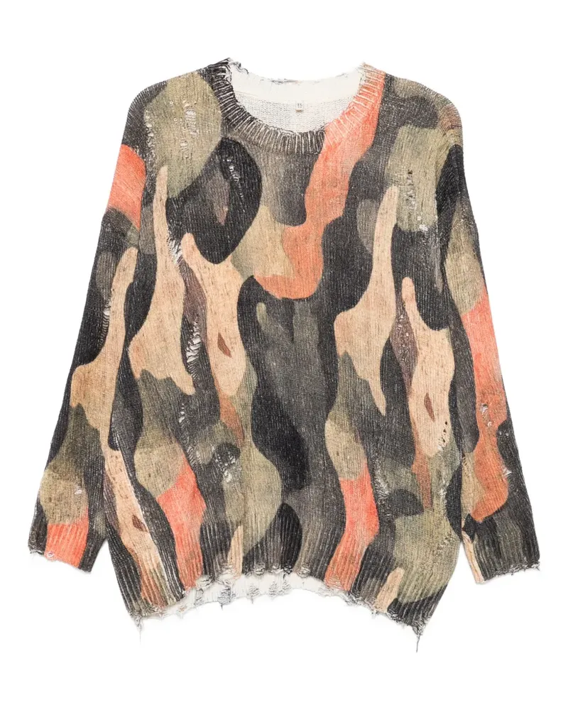 R13 Pullover mit Camourflage-Muster - Schwarz Schwarz