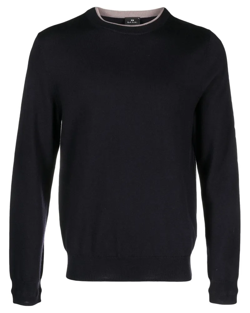 Paul Smith Merino-Sweatshirt mit Logo-Stickerei Blau