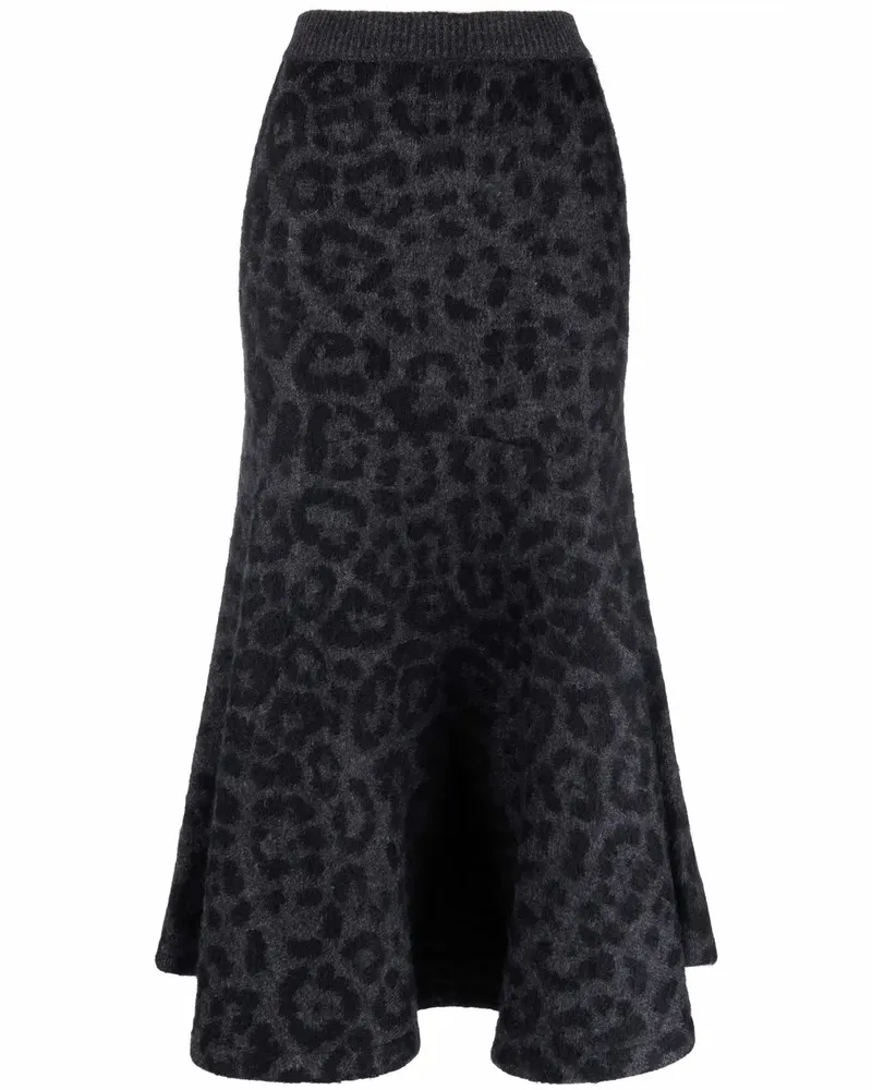 Valentino Garavani Strickrock mit Leopardenmuster - Grau Grau