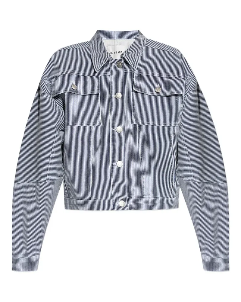 MUNTHE Gestreifte Jeansjacke - Blau Blau