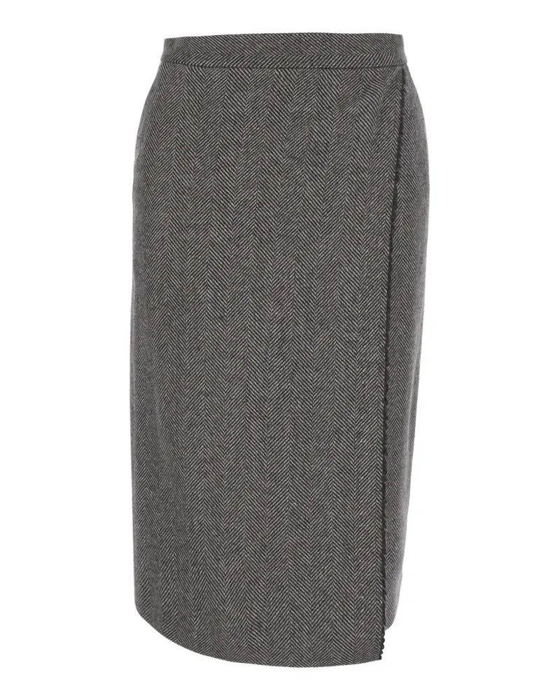 Antonelli Firenze Svevia herringbone-pattern wrap midi skirt - Grau Grau