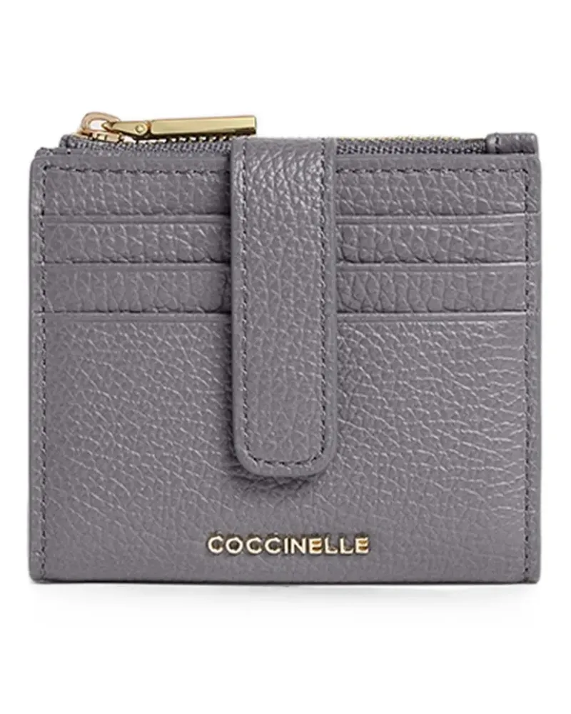 Coccinelle Mittelgroßes Portemonnaie im Metallic-Look - Grau Grau