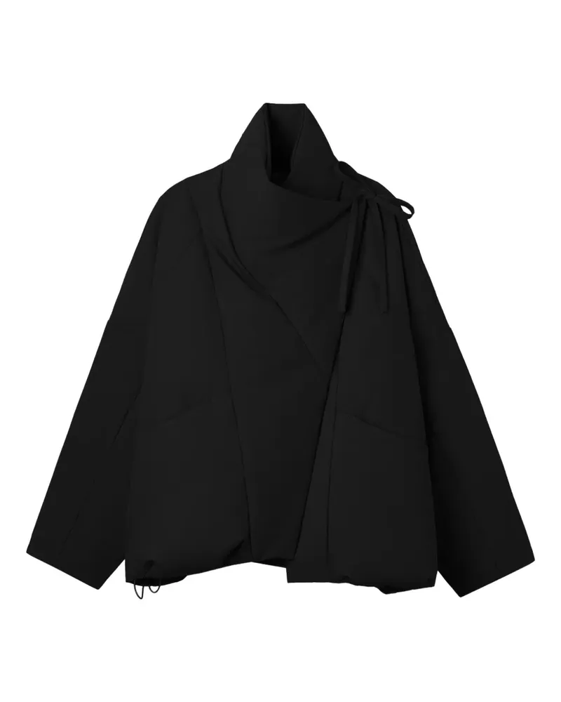 b+ab Stehkragen-Jacke mit Bindedetail - Schwarz Schwarz