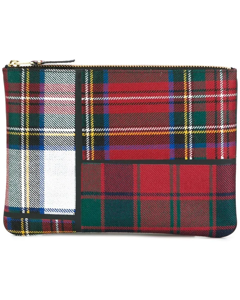 Comme des Garçons Clutch mit Schottenkaromuster Rot