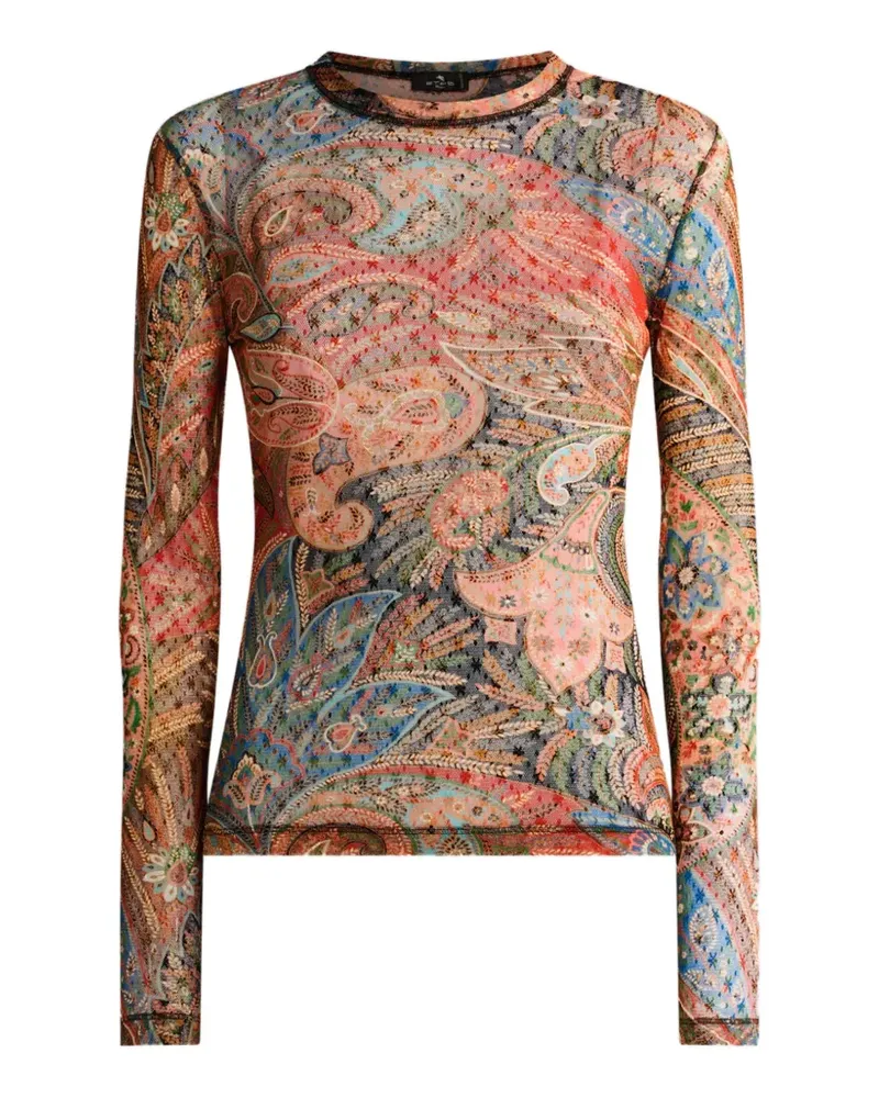 Etro paisley tulle long-sleeve top - Mehrfarbig Mehrfarbig