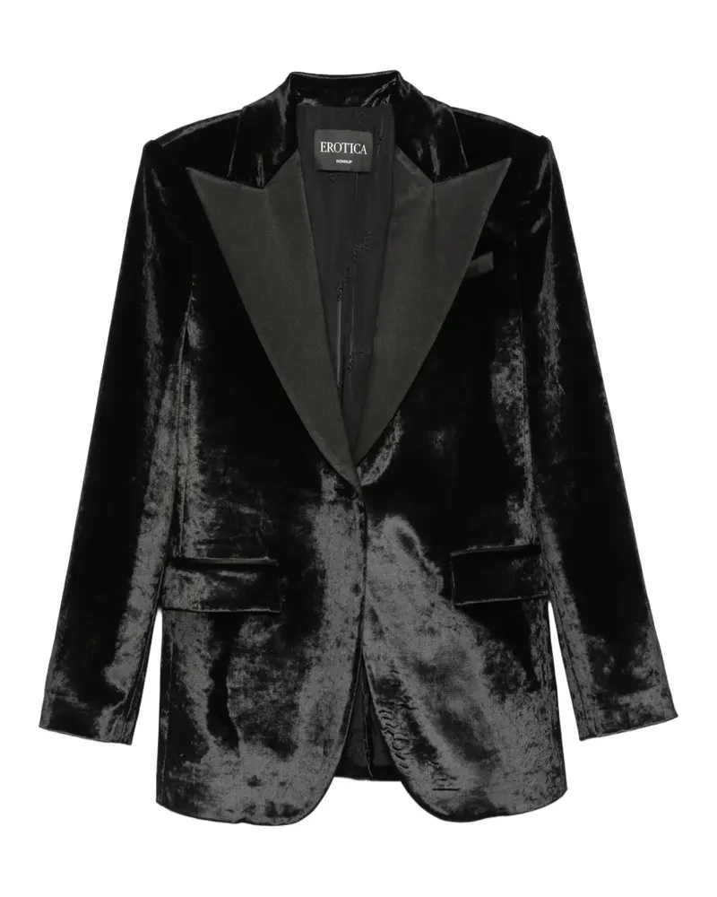 Dondup crushed-velvet peaked-lapels blazer - Schwarz Schwarz