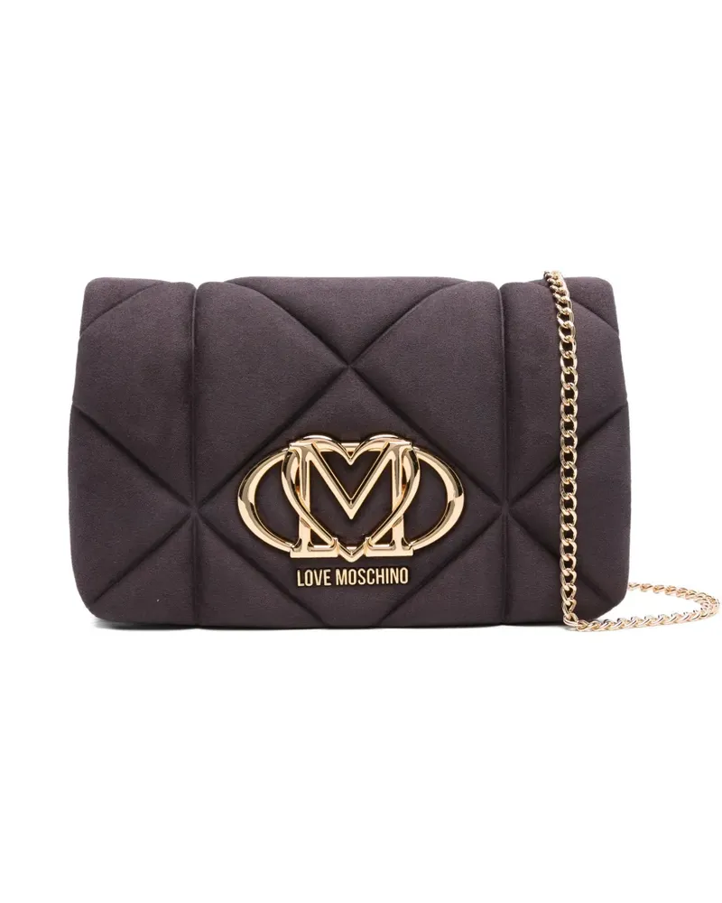 Moschino Gesteppte Schultertasche mit Logo - Violett Violett
