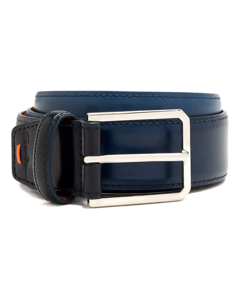 Santoni leather buckle belt - Blau Blau