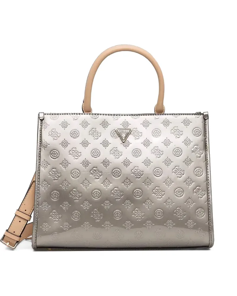 Guess Strukturierte Handtasche mit Logo - Grau Grau