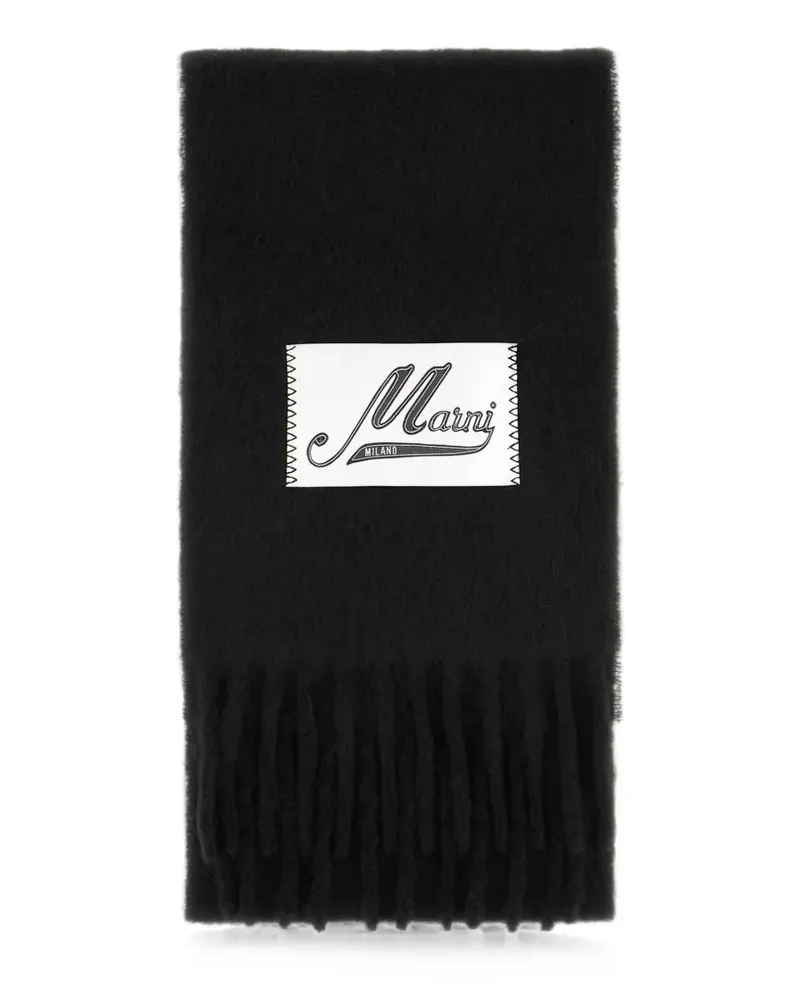 Marni Schal mit Fransen und Logo-Patch - Schwarz Schwarz